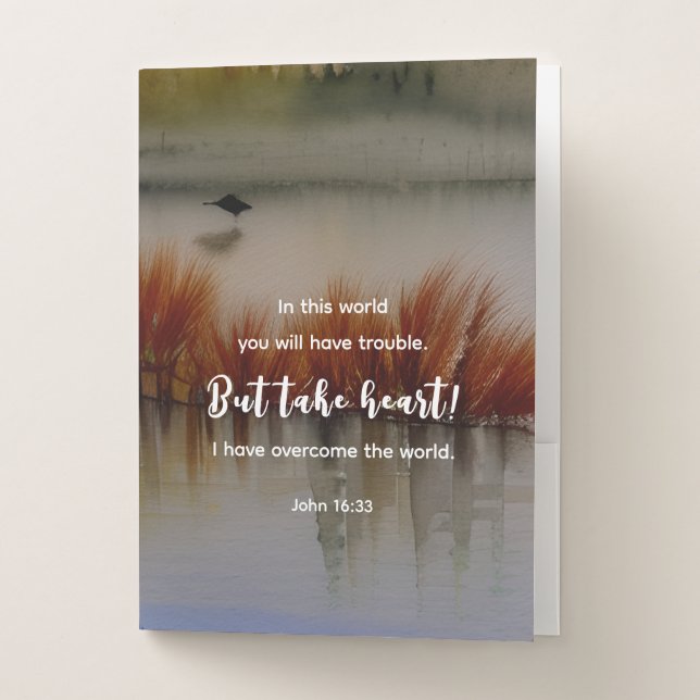 John 16:33 I have Overcome Bible Verse Christian Pocket Folder (Front)