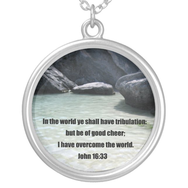 John 16:33 silver plated necklace (Front)