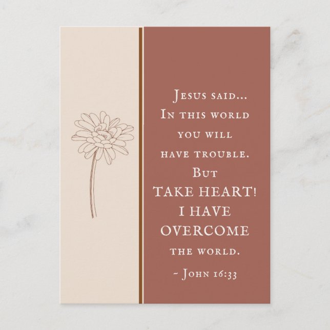 John 16:33 Take Heart! I Have Overcome the World Postcard (Front)