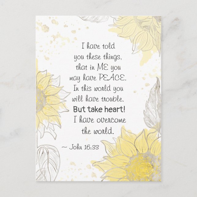 John 16:33 Take heart! I have Overcome the World Postcard (Front)