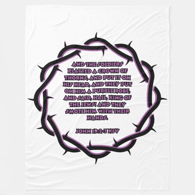 John 19:2-3 KJV Bible Verse Scripture Fleece Blanket (Front)