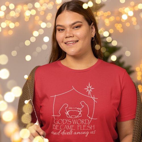 John 114 Christian Nativity Ladies Christmas T_Shirt