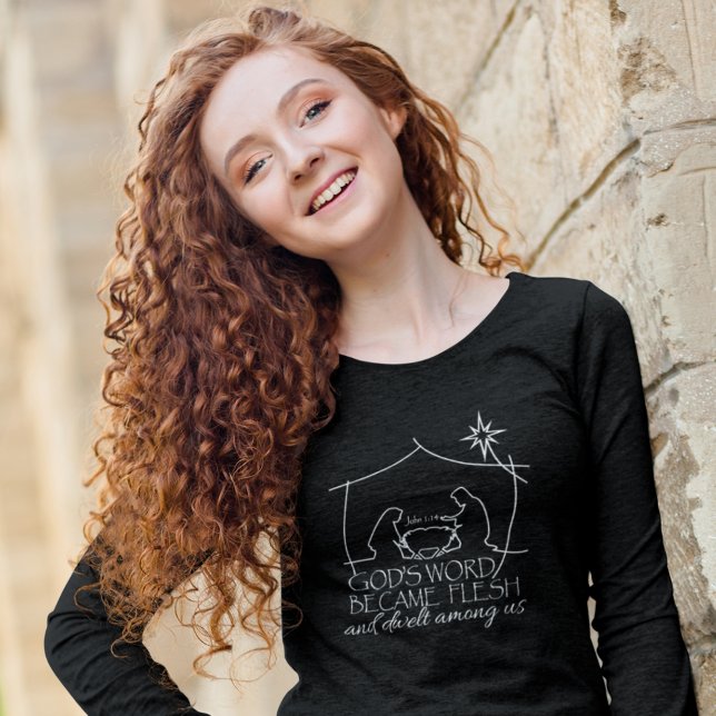 John 1:14 Christian Nativity Scripture Long Sleeve T-Shirt (Creator Uploaded)