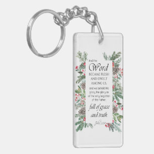 John 1:14 Christmas Bible Verse Keychain