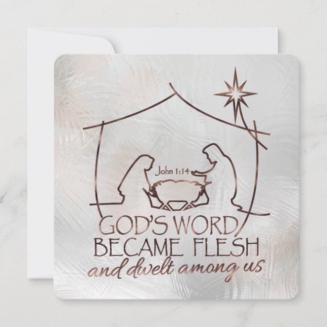 John 1:14 Christmas Nativity Scripture Religious Holiday Card (Front)