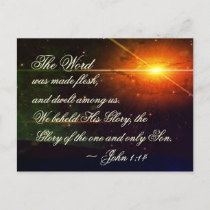 John 1:14 The Word Became Flesh, Bible Verse Holiday Postcard