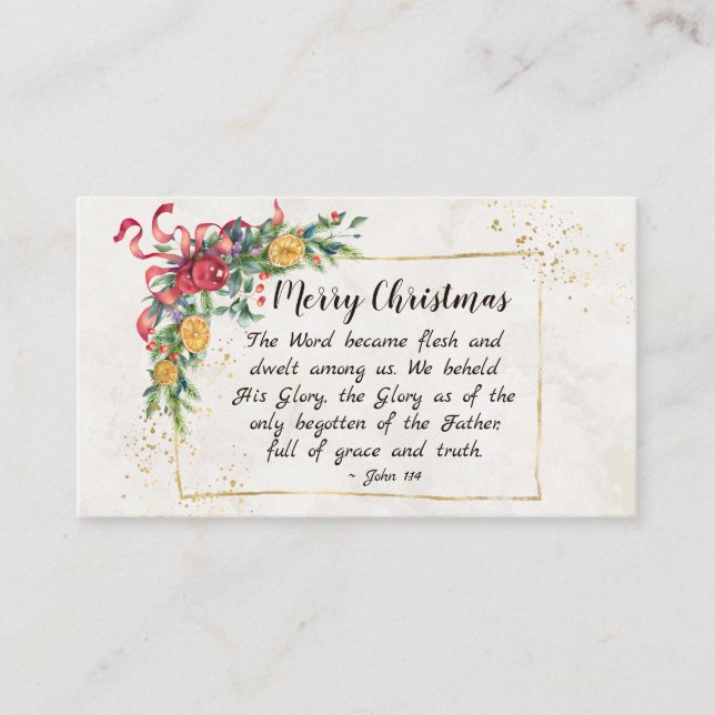 John 1:14 The Word became Flesh, Christmas Business Card (Front)