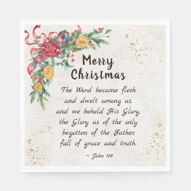 John 1:14 The Word became Flesh, Christmas Napkins (Front)