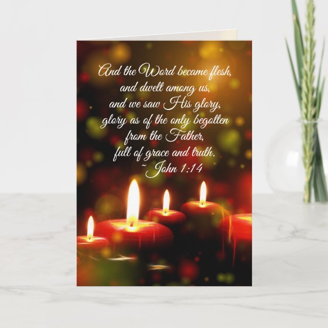 John 1:14 Word Became Flesh Scripture Christmas Holiday Card (Front)
