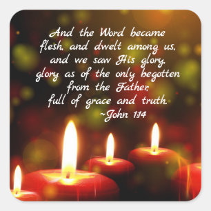 John 1:14 Word Became Flesh Scripture Christmas Square Sticker