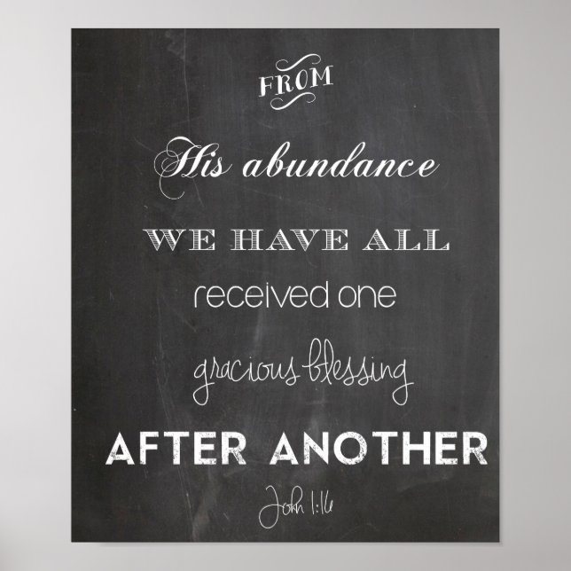 John 1:16 Blessing Poster Wedding Thanksgiving (Front)