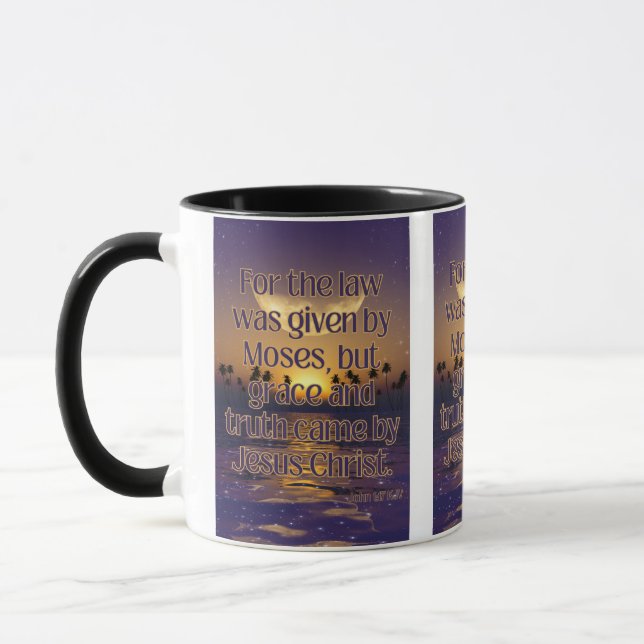 John 1:17 KJV Bible Verse Pic Two-Tone Mug (Left)