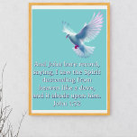 John 1:32 Descending Dove Blue Christian Poster