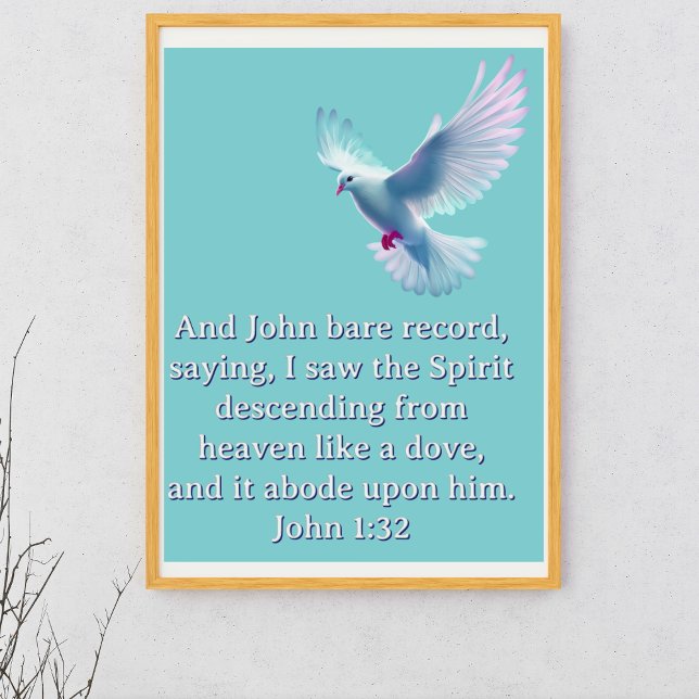 John 1:32 Descending Dove Blue Christian Poster (Creator Uploaded)