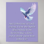 John 1:32 Descending Dove Purple Christian Poster