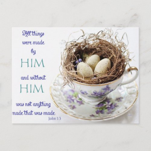 John 1:3 Scripture Bird Nest Postcard