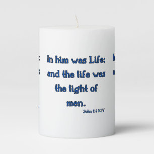 John 1:4 KJV Bible Verse Pillar Candle