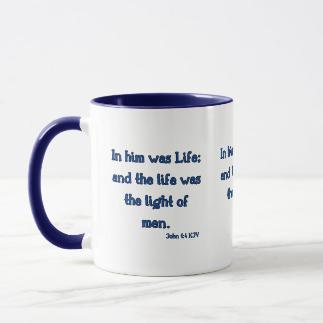 John 1:4 KJV Bible Verse Two-Tone Mug (Left)