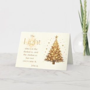 John 1:5 Gold Christmas Tree Christmas Card