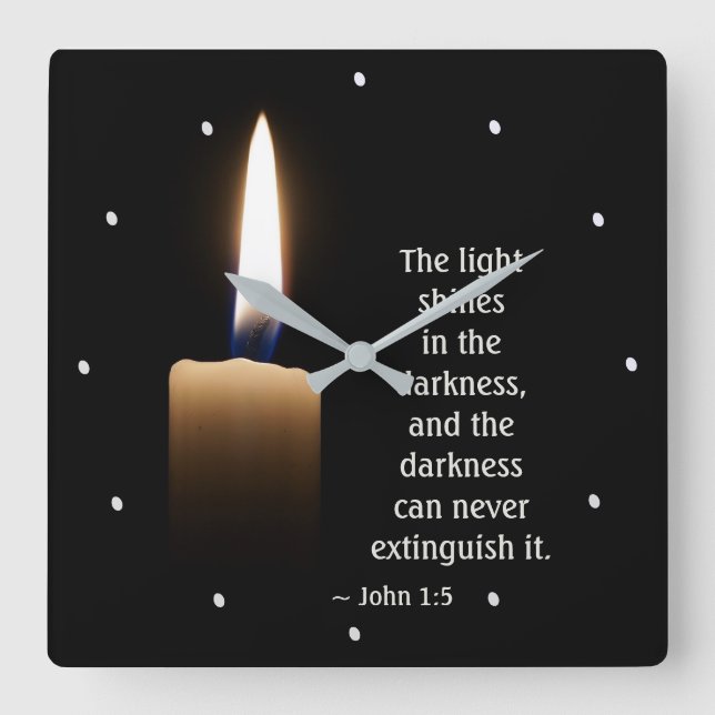 John 1:5 The Light Shines in the Darkness Square Wall Clock (Front)