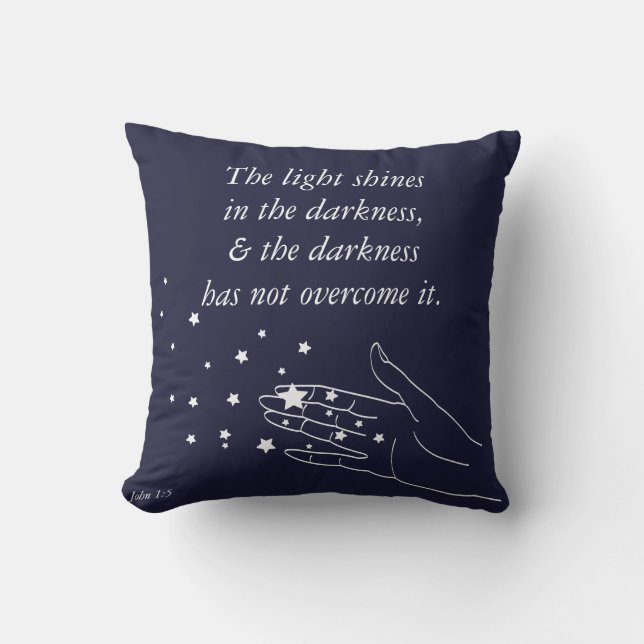 John 1:5 The Light Shines in The Darkness Throw Pillow (Front)