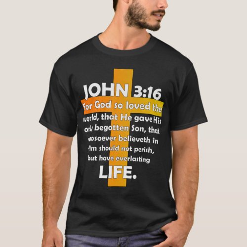 John 316 KJV Bible Verse printed on back Premium  T_Shirt