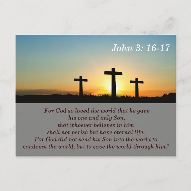 John 3:16-17 For God So Loved Bible Verse Memory Postcard (Front)