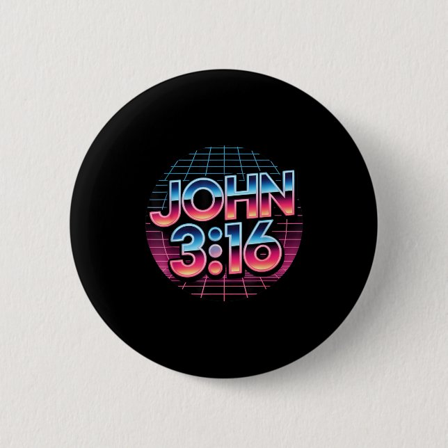 John 3_16 80s Retro Christian Faith Design  Button (Front)