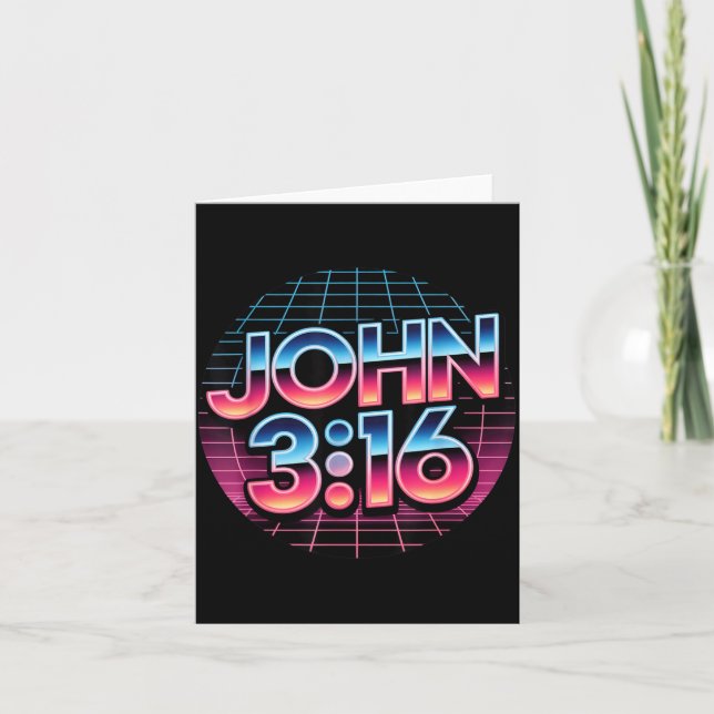 John 3_16 80s Retro Christian Faith Design  Card (Front)