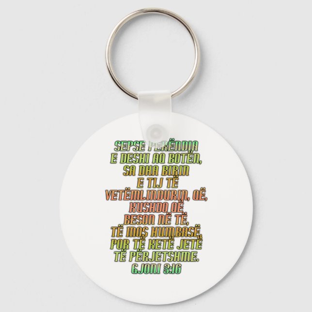 John 3:16 Albanian Keychain (Front)