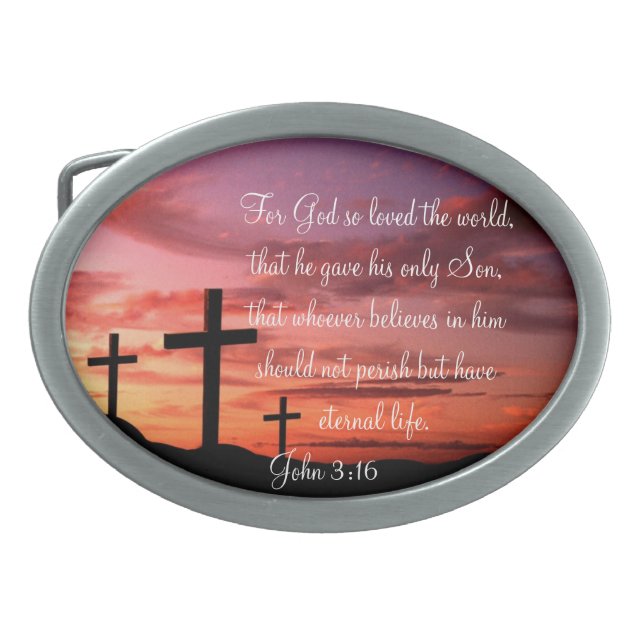 John 3:16 belt buckle (Front)