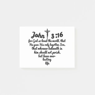 John 3:16 Bible Full Verse Heart Post-it Notes