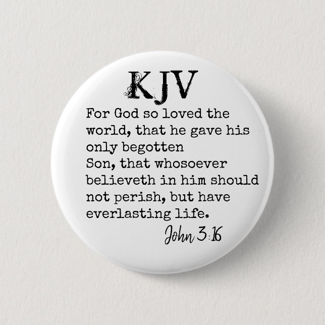 John 3:16 Bible Quote - Can be Customized Button (Front)