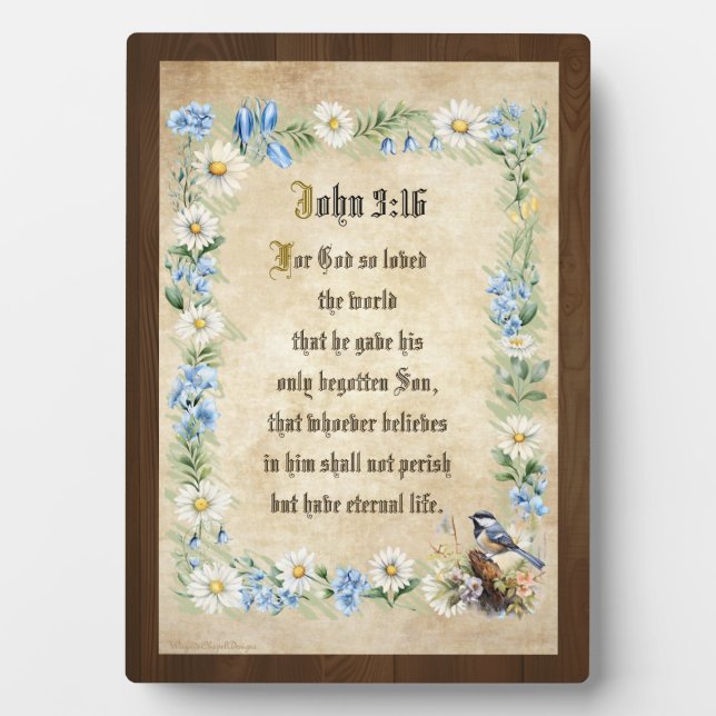John 3:16 Bible Quote Tabletop Plaque with Easel (Front)