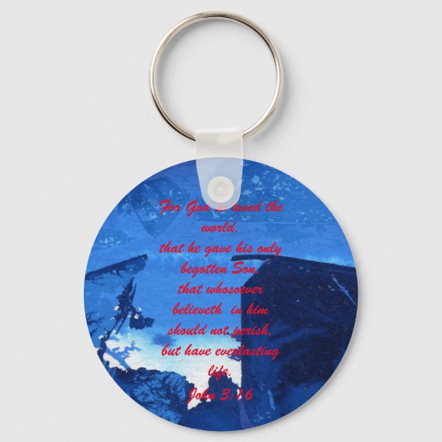 John 3:16 Bible scripture salvation truth Keychain (Front)