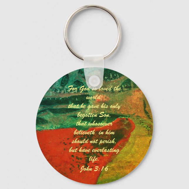 John 3:16 Bible scripture salvation truth Keychain (Front)