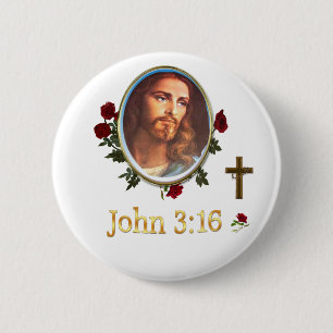 John 3:16 Bible verse Button