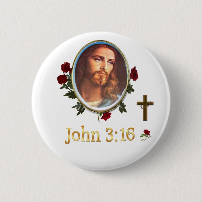 John 3:16 Bible verse Button (Front)