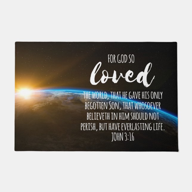 John 3:16 Bible Verse Christian Doormat (Front)