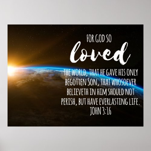 John 316 Bible Verse Christian Poster