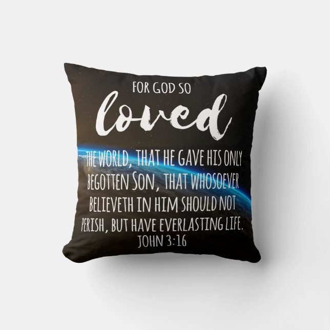 John 3:16 Bible Verse Christian Throw Pillow (Front)
