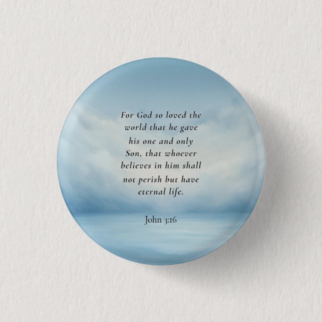 John 3:16 Bible Verse Image Button (Front)