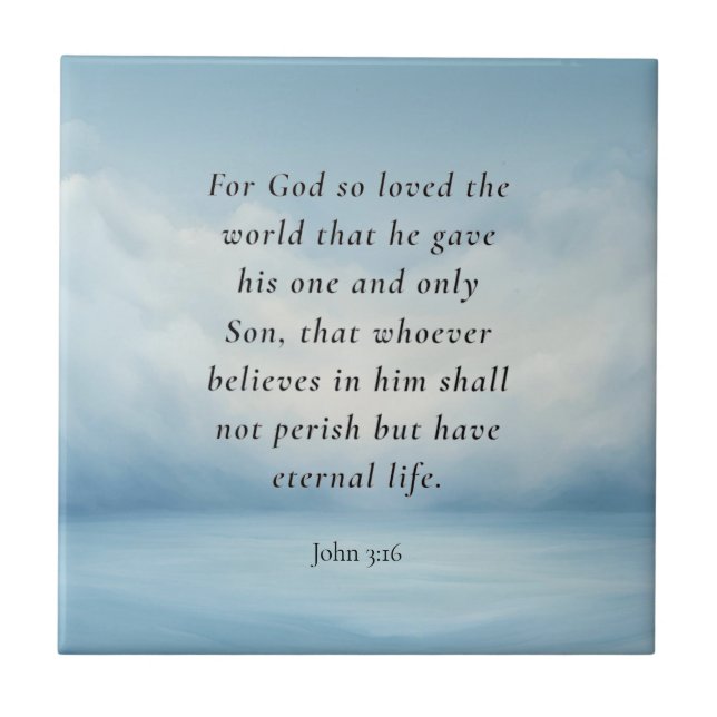 John 3:16 Bible Verse Image Ceramic Tile (Front)