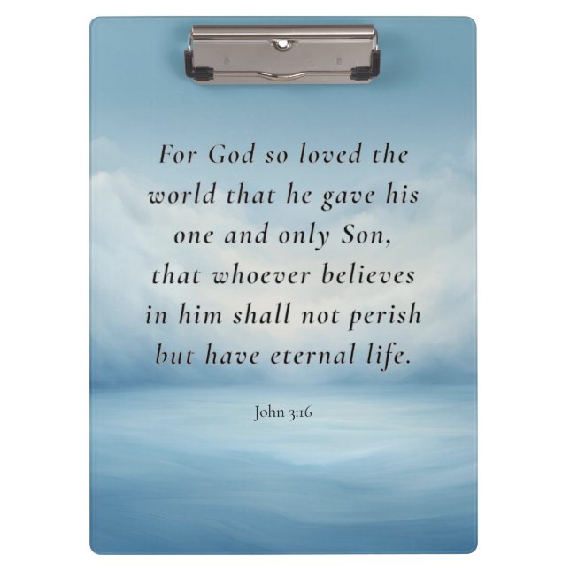 John 3:16 Bible Verse Image Clipboard (Front)