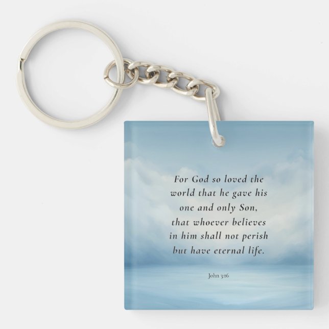 John 3:16 Bible Verse Image Keychain (Front)
