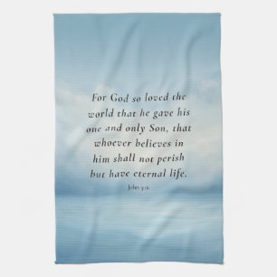 John 3:16 Bible Verse Image Kitchen Towel