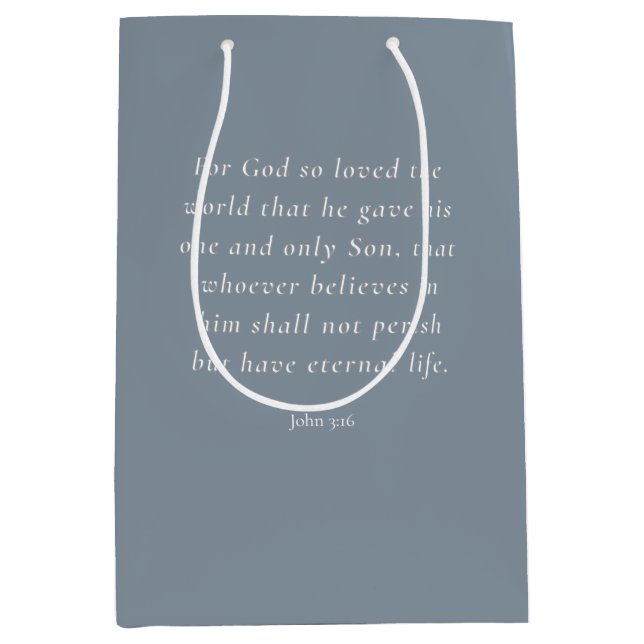 John 3:16 Bible Verse Image Medium Gift Bag (Front)