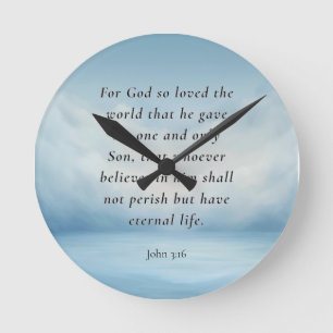 John 3:16 Bible Verse Image Round Clock