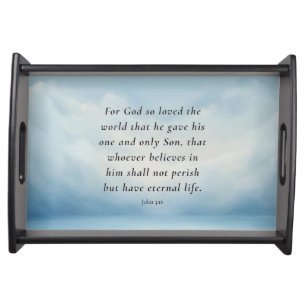 John 3:16 Bible Verse Image Serving Tray