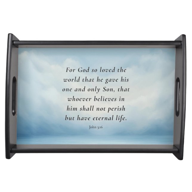 John 3:16 Bible Verse Image Serving Tray (Front)